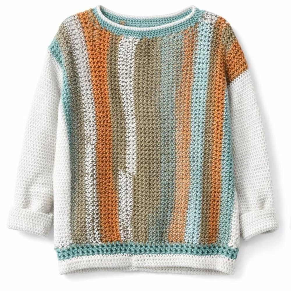 Handmade Crotchet Striped Multicolor Women's Sweater